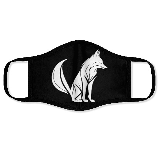 Smart Cute Fox Tattoo Style Portrait Face Masks