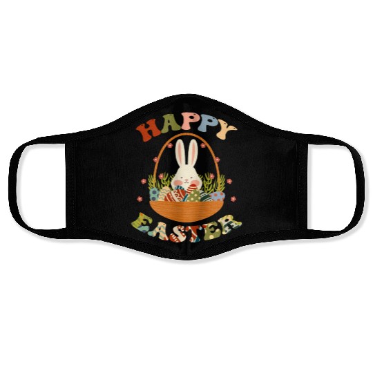 Funny Happy Easter Bunny Eggs Rabbit Basket. Face Masks