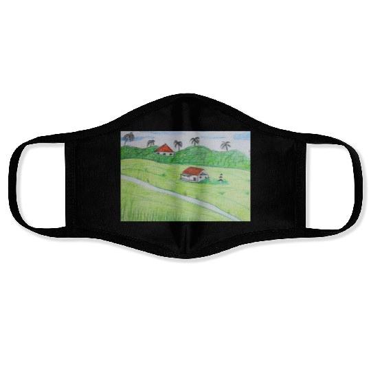 green grass Face Masks