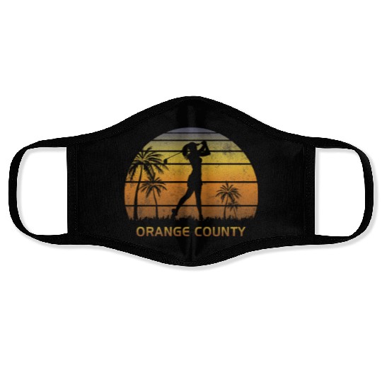 Retro Orange County Women's Golf Golfing Fan Face Masks