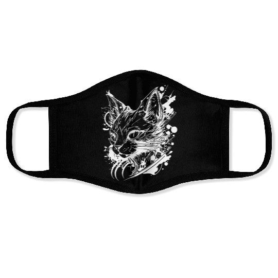 Space Cat In Vintage Tattoo Style Face Masks