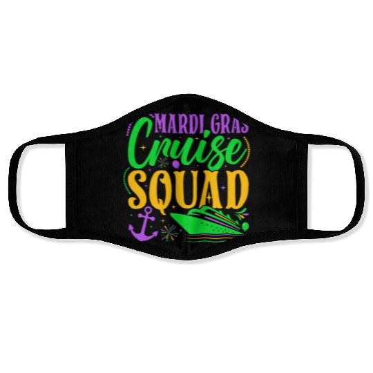 Mardi Gras Family Cruise Squad Vacation Matching F Face Masks