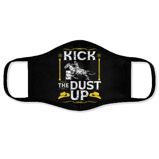 Barrel Racing Kick The Dust Up Rodeo Cowgirl Barr Face Masks