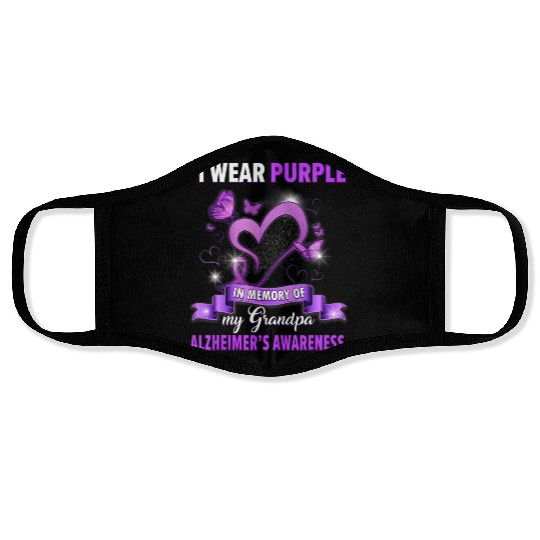Alzheimer s Awareness I Wear Purple In Memory Of Face Masks