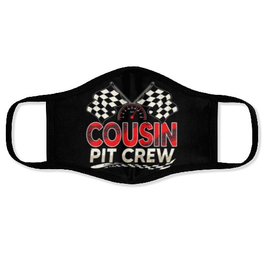 Funny Cousin Pit Crew Race Car Lover Racing Famil Face Masks