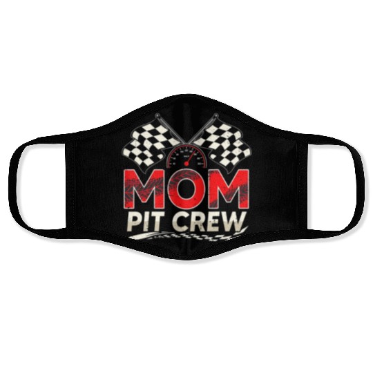 Funny Mom Pit Crew Race Car Lover Racing Family M Face Masks