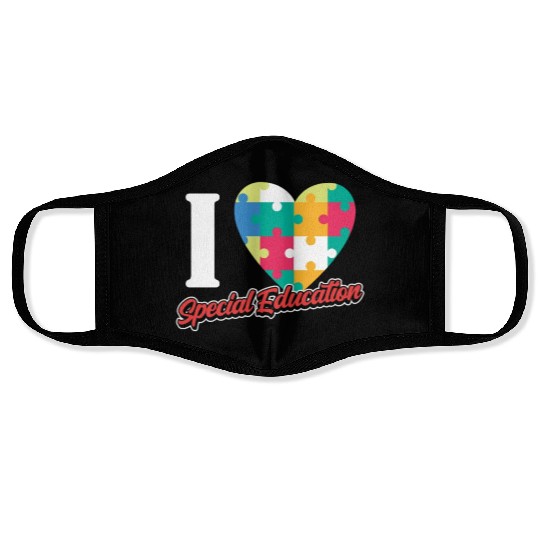 I Love Special Education Sped Teacher Awareness Face Masks