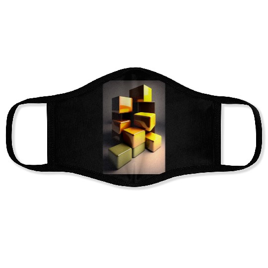Gold Cubes Face Masks