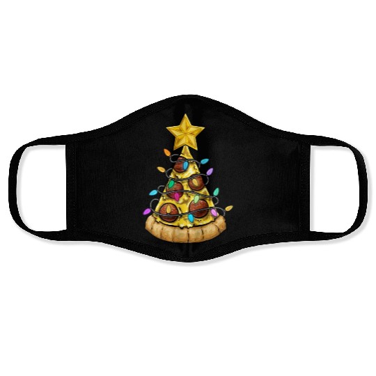 Christmas Pizza Christmas Light Face Masks