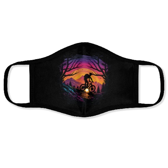MTB Mountain biking Synthwave Mountain-Bike MTB Face Masks