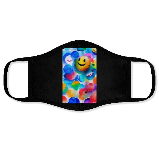 Happiness Colorful Watercolor Modern Art Future Face Masks