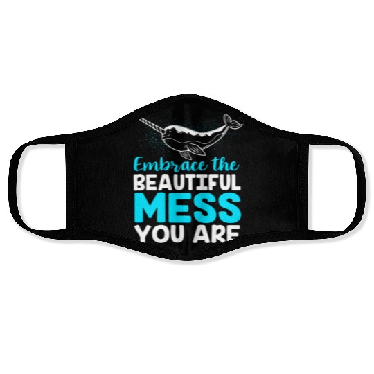 Inspirational Animal Quote Sea Creature Narwhal Face Masks