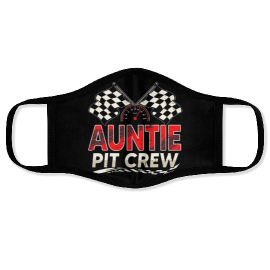 Funny Auntie Pit Crew Race Car Lover Racing Famil Face Masks