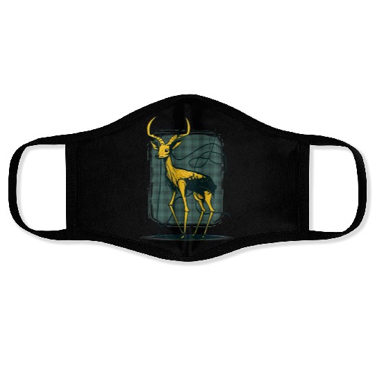 Yellow Deer 2 Face Masks