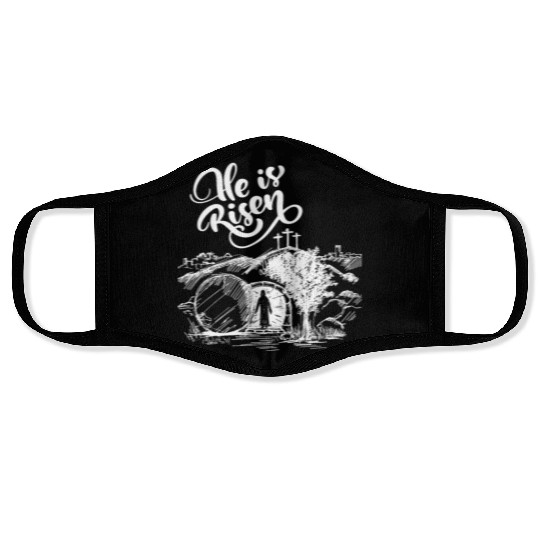 He Is Risen - White Drawing HD Face Masks