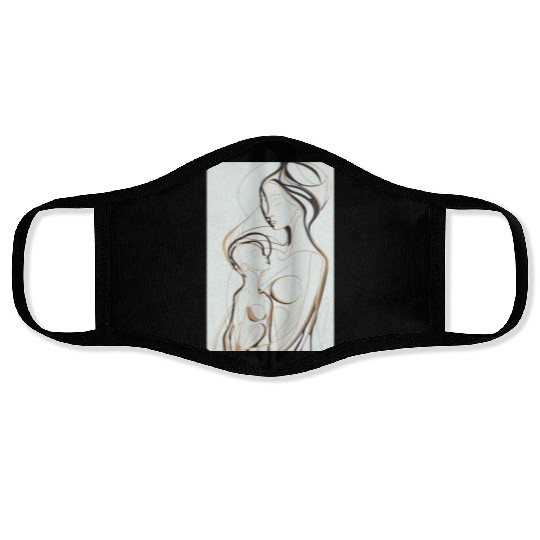 Black, Gold & White Abstract Mother & Daughter Face Masks