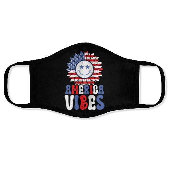 America Vibes USA Flag 4th Of July American Face Masks