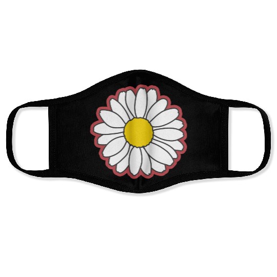 red daisy flower Face Masks