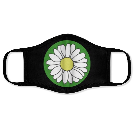Cute flower in green circle Face Masks