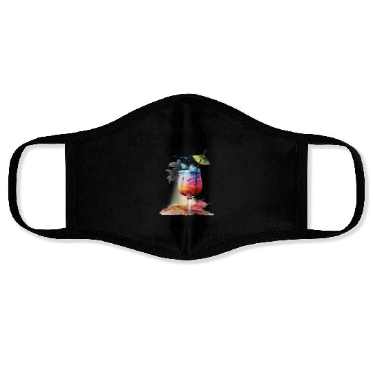 Retired Records Clerk Vacation Tropical Cocktail Face Masks