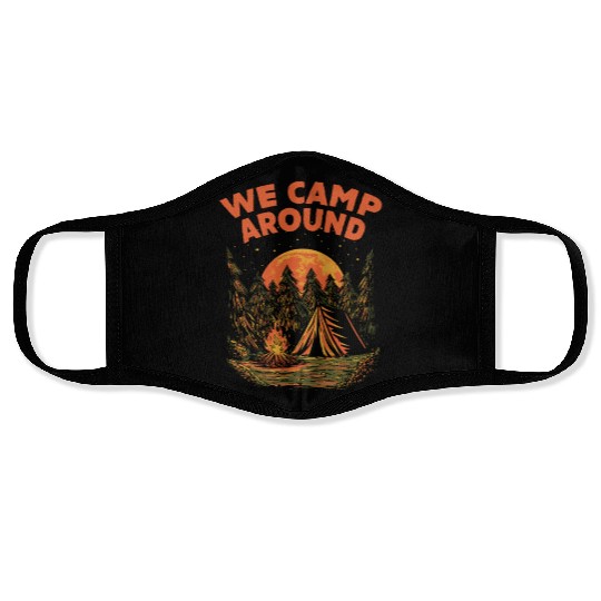 We Camp Around Summer Camping Tropical Camper Hiki Face Masks