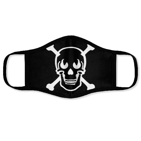 Skull and crossbones design white Face Masks