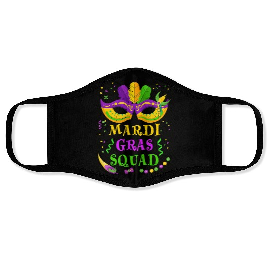 It s Mardi Gras Y all with mask and fleur de lis Face Masks