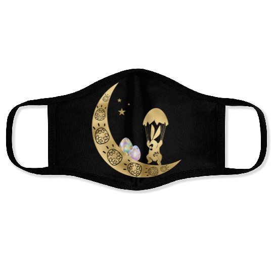 Happy Easter | Golden Cute Bunny With Egg Face Masks