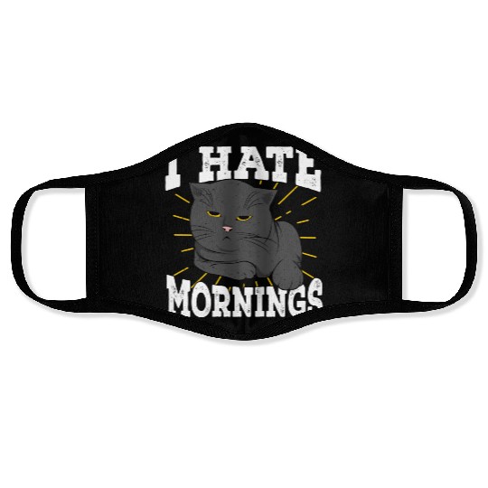I Hate Mornings Cat Long Sleeper Gift Face Masks