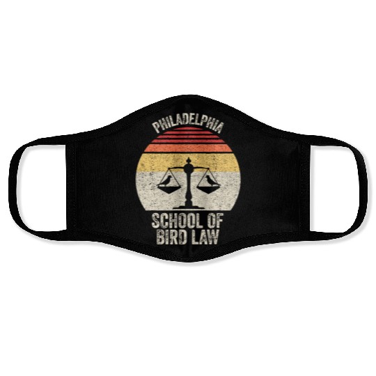 Vintage Retro Philadelphia School Of Bird Law Funn Face Masks