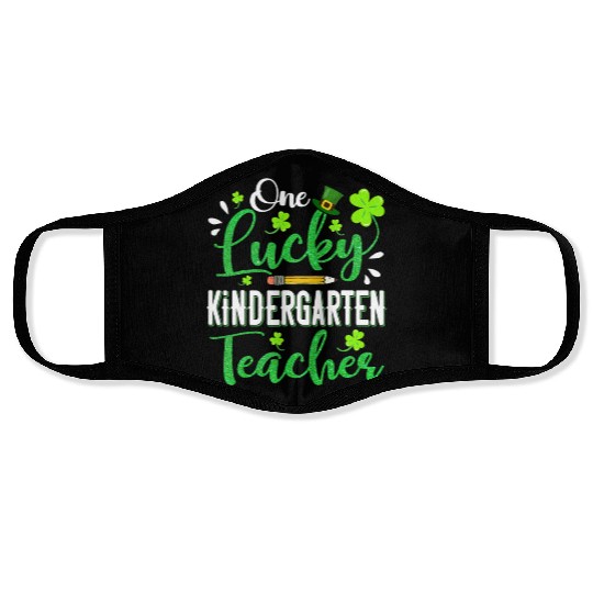 One Lucky Kindergarten Teacher Pencil Shamrock Pa Face Masks