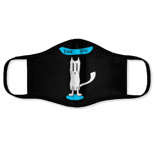 love you I love cat Face Masks