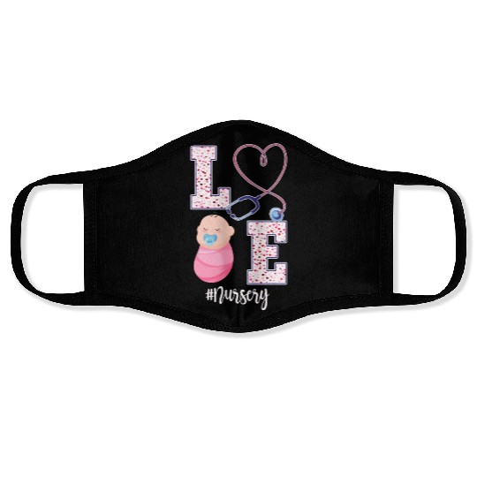 Cute Newborn Nursery Nurse Design Face Masks