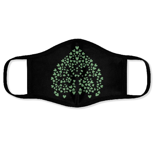 Tree of Life with Hearts Two Color Vector Face Masks
