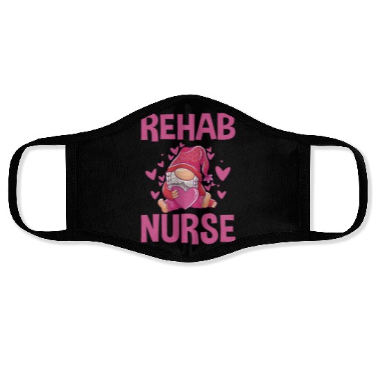 Cute Rehab Nurse Gnome Design Physical Therapy Face Masks