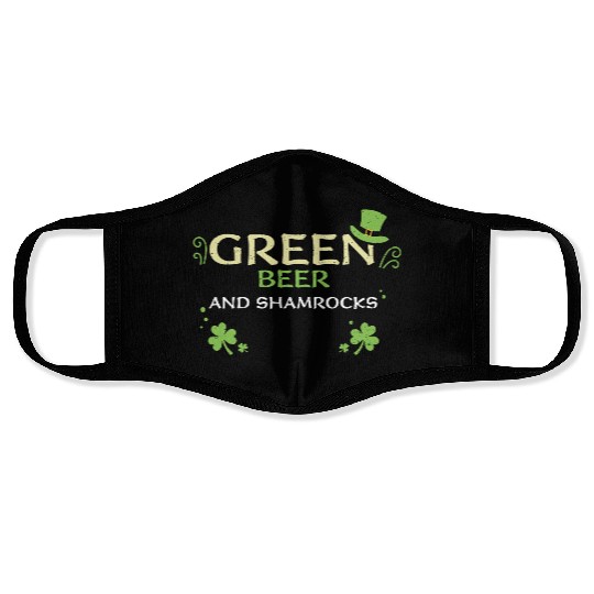 Green beer and shamrocks Face Masks