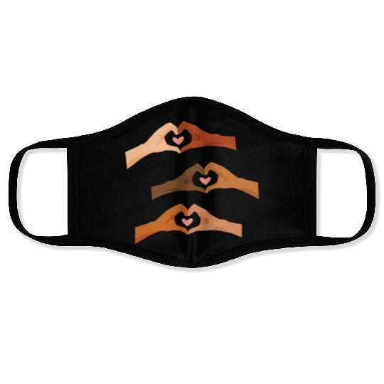 Watercolor Multi Hands Making Hearts Face Masks