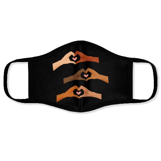 Watercolor Multi Hands Making Hearts Face Masks