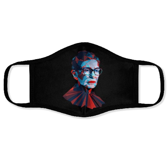 Ruth Bader Ginsburg low polygon design red blue Face Masks