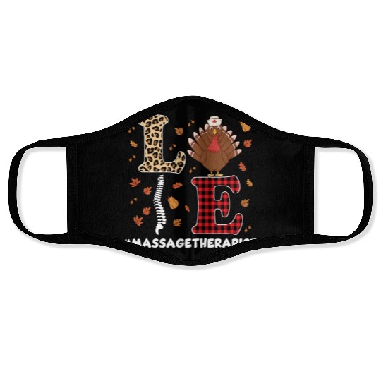 Cute Massage Therapist Thanksgiving Design Face Masks
