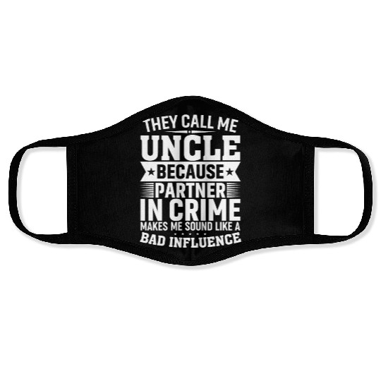 Funny Uncle Partner in Crime Phrase Uncle Humor Face Masks