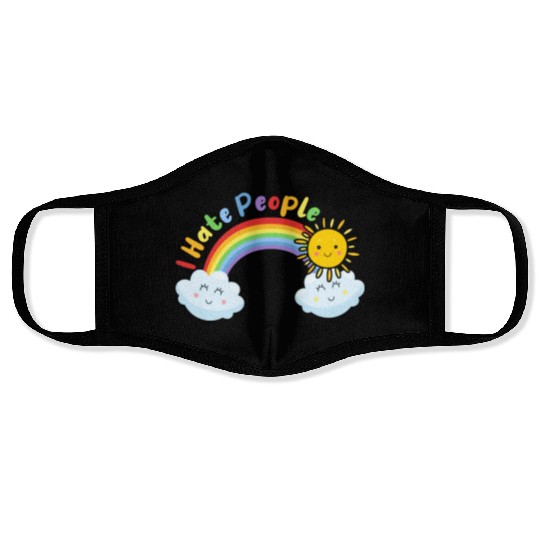 Cute Sun And Cloud I Hate People Face Masks