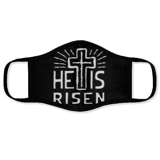Christian Cross Easter He is Risen Face Masks