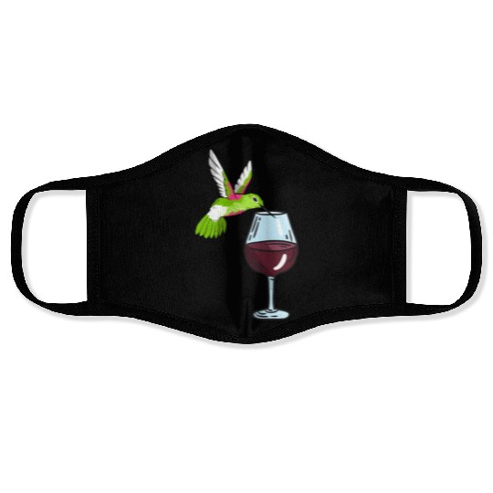 Hummingbird Drinking Wine Birdwatching Hummingbird Face Masks