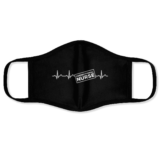 Great Correctional Nurse Heartbeat Design Face Masks