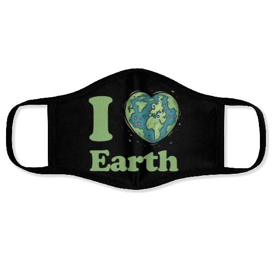 I Love Earth Design. Cute Earth Day Environmental Face Masks