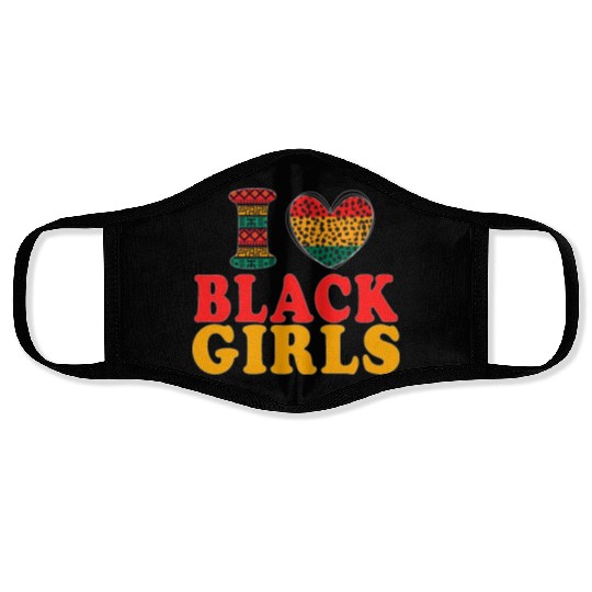 Ilove BLACK Girls I Love Being Black Melanin Afric Face Masks