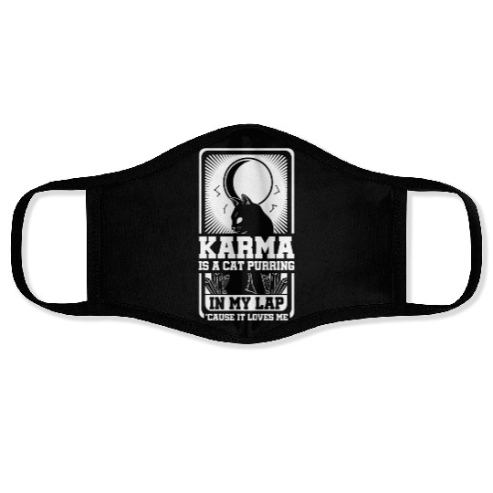 Karma is a Cat Purring in My Lap Moon Tarot Card Face Masks