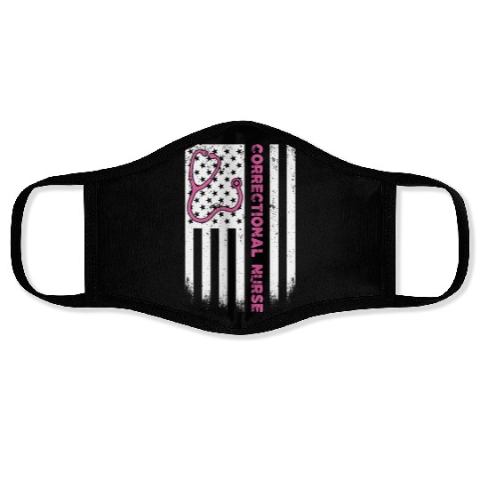 Correctional Nurse American flag US Stethoscope Face Masks