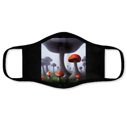 Forest of Red Mushrooms Face Masks